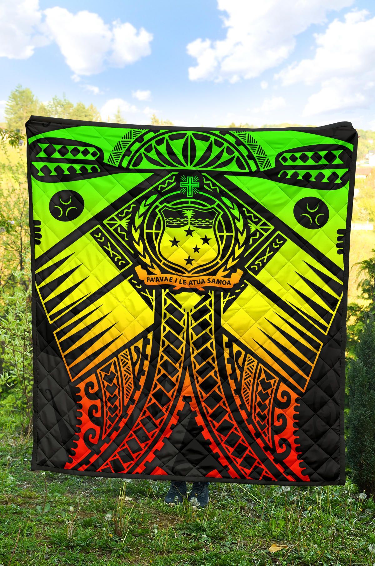 Samoa Polynesian Premium Quilt - Samoa Reggae Seal with Polynesian Tattoo