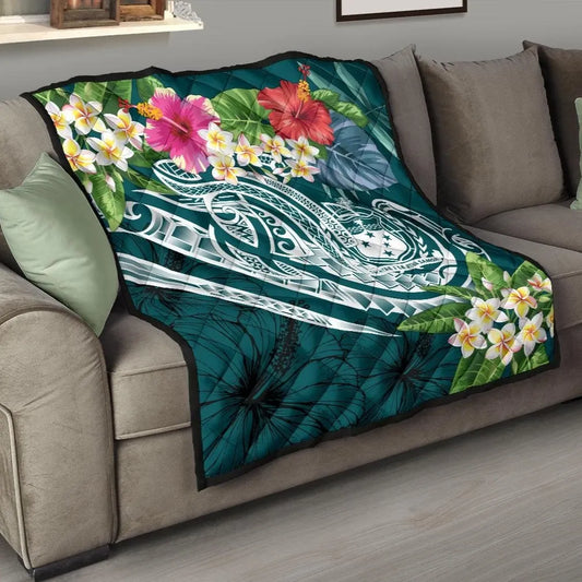 Samoa Polynesian Premium Quilt - Summer Plumeria