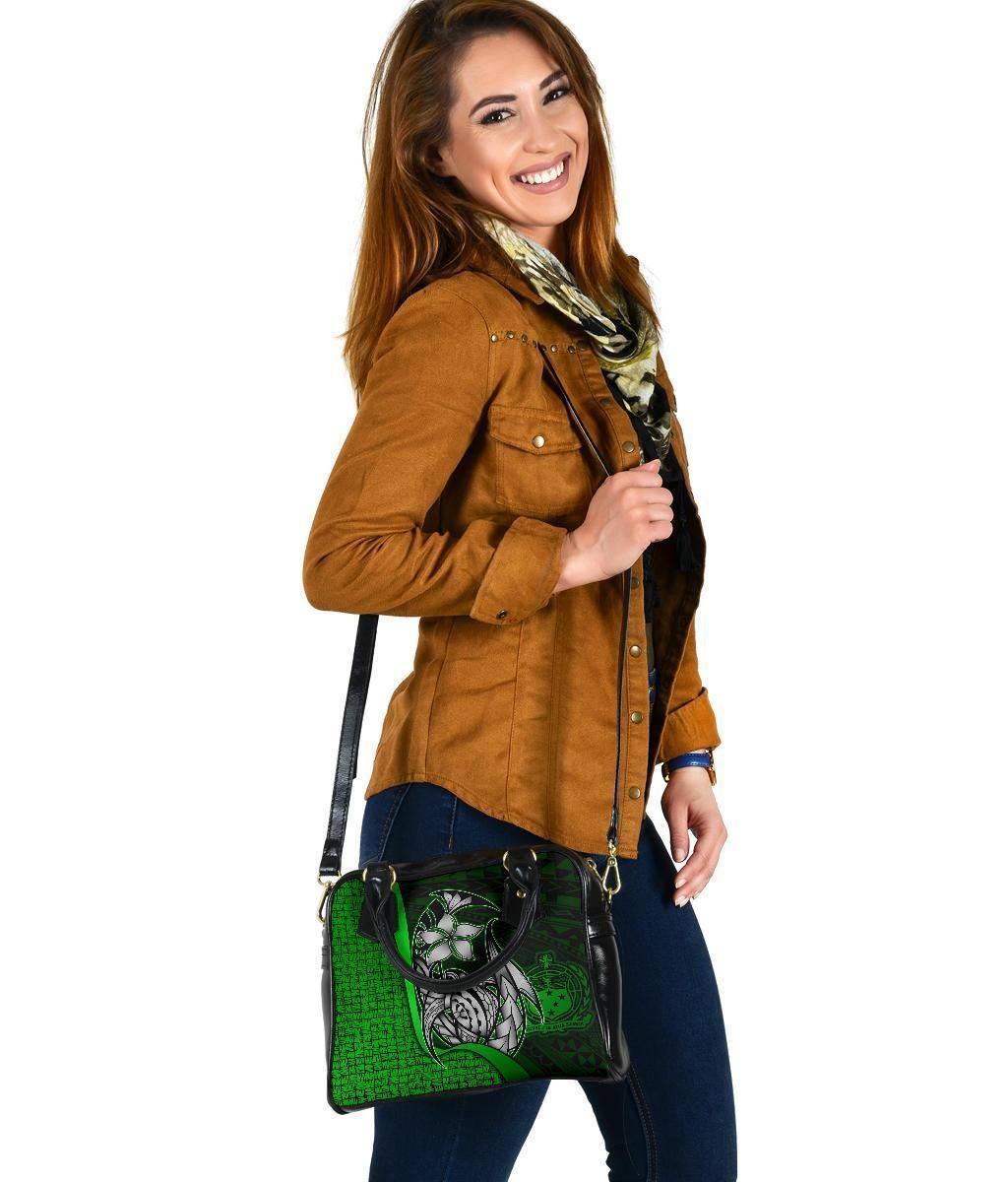 Samoa Polynesian Shoulder Handbag Green - Turtle With Hook