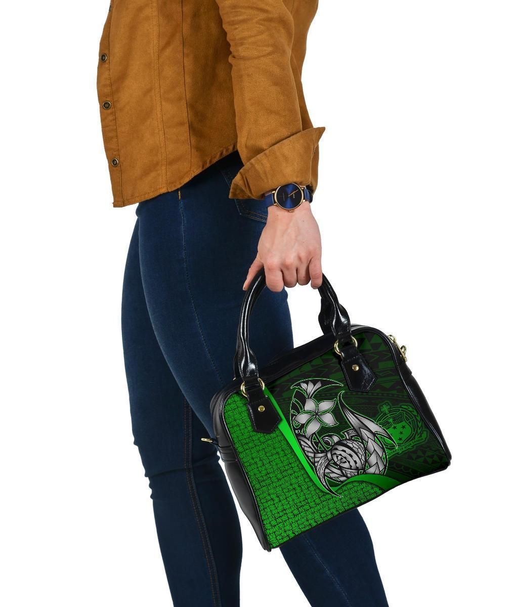 Samoa Polynesian Shoulder Handbag Green - Turtle With Hook