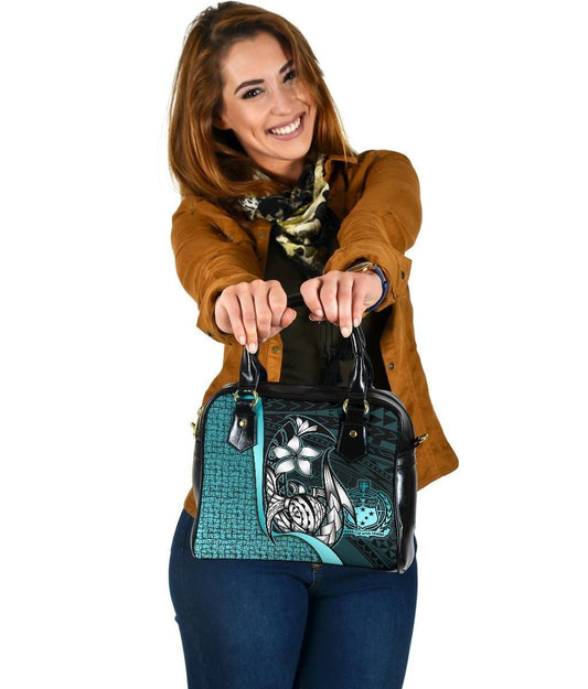 Samoa Polynesian Shoulder Handbag Turquoise - Turtle With Hook