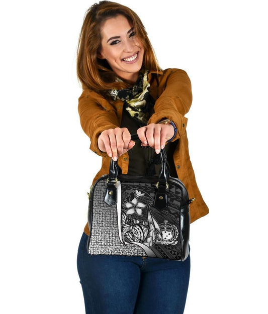 Samoa Polynesian Shoulder Handbag White - Turtle With Hook