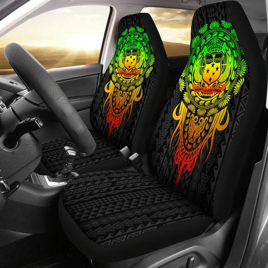 Samoa Polynesian Car Seat Covers - Tattoo Pattern With Seal
