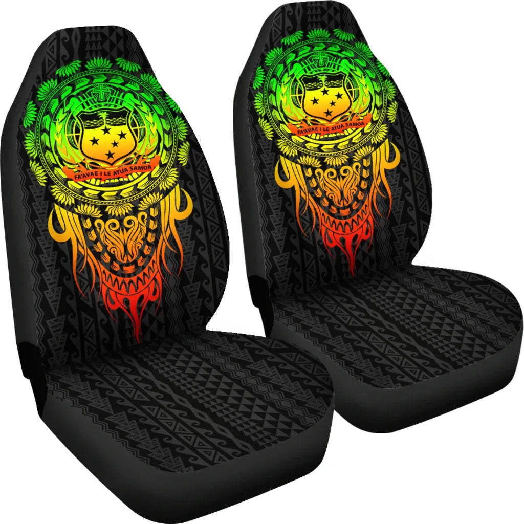 Samoa Polynesian Car Seat Covers - Tattoo Pattern With Seal