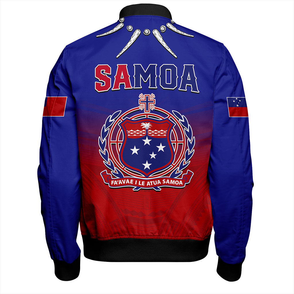 Samoa Bomber Jacket Polynesian Tribal Ula Nifo Round