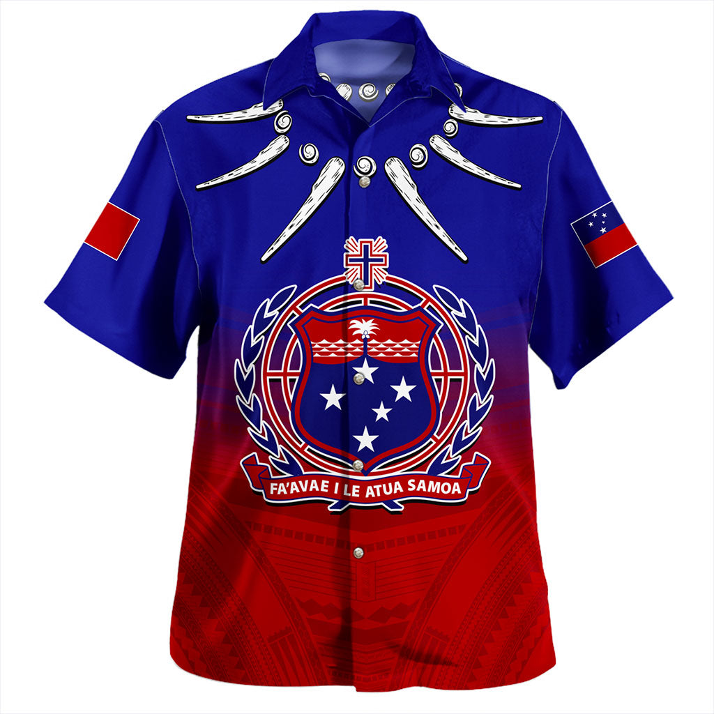 Samoa Hawaiian Shirt Polynesian Tribal Ula Nifo Round