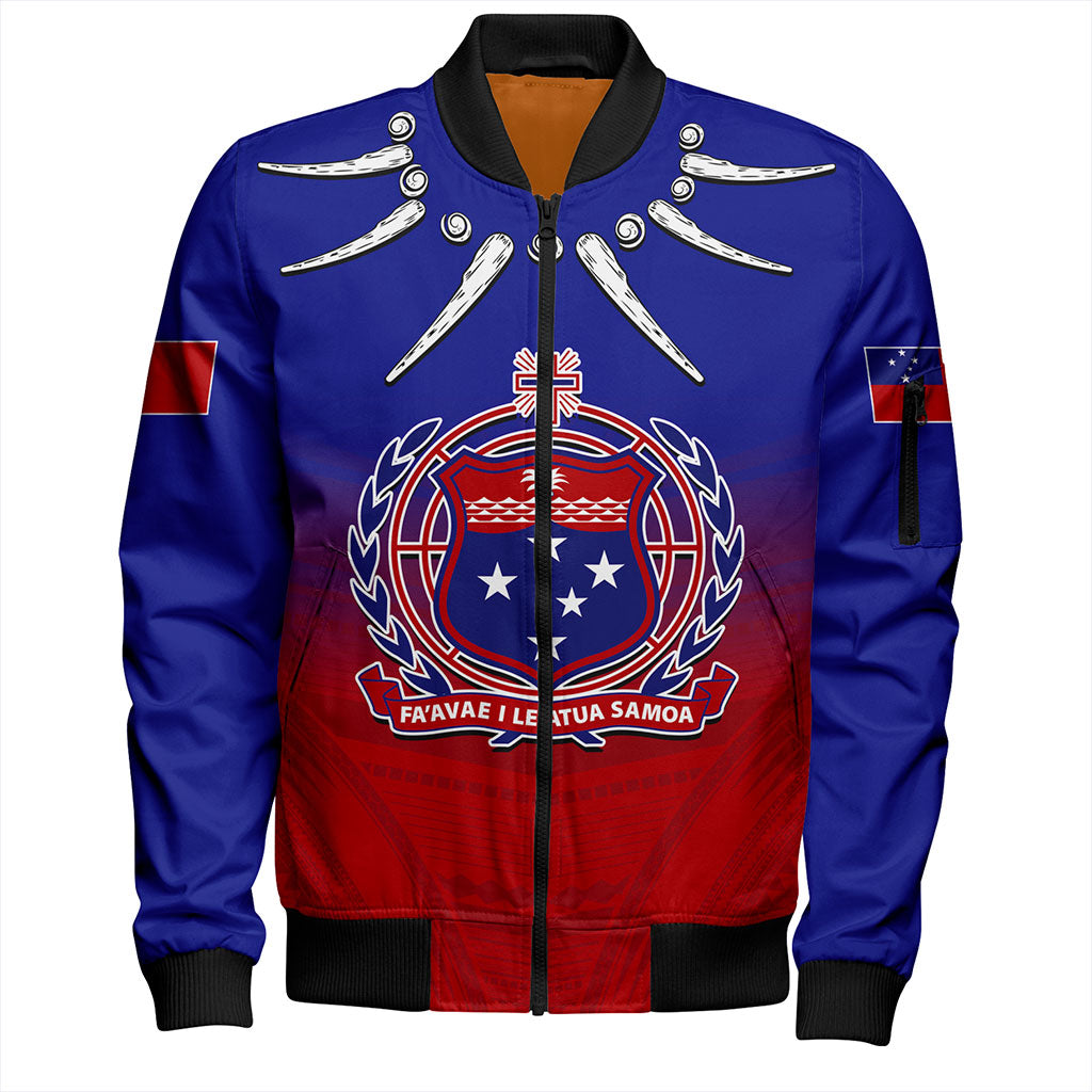 Samoa Bomber Jacket Polynesian Tribal Ula Nifo Round