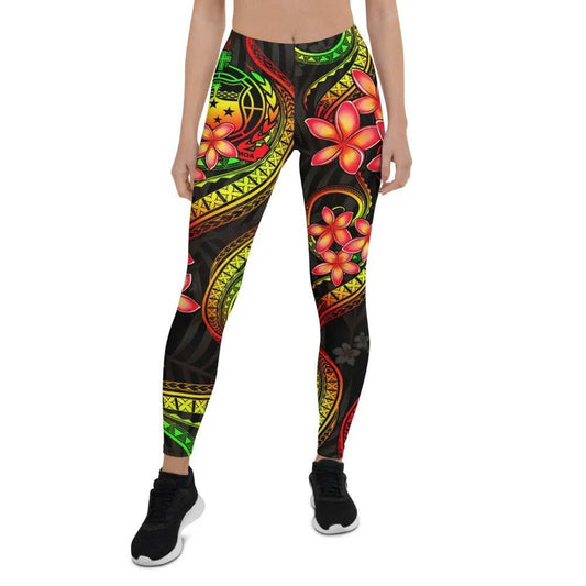 Samoa Polynesian Women Legging - Reggae Plumeria