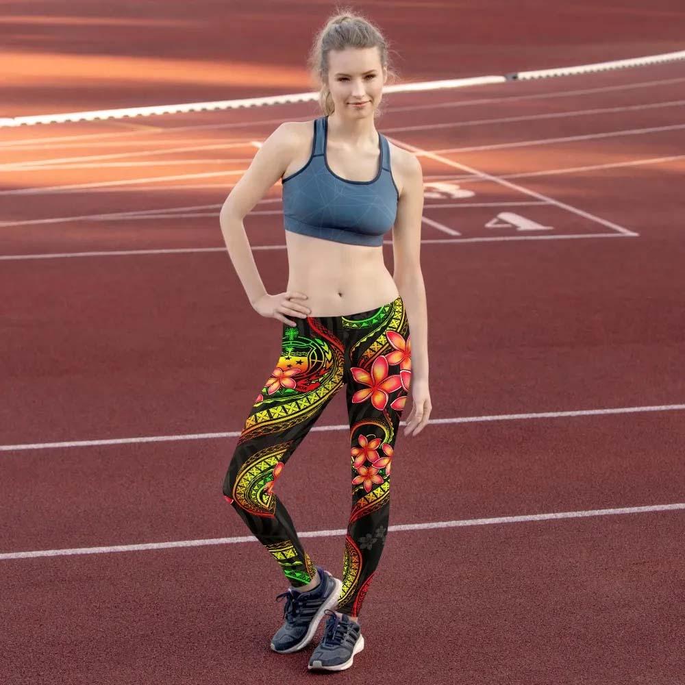 Samoa Polynesian Women Legging - Reggae Plumeria