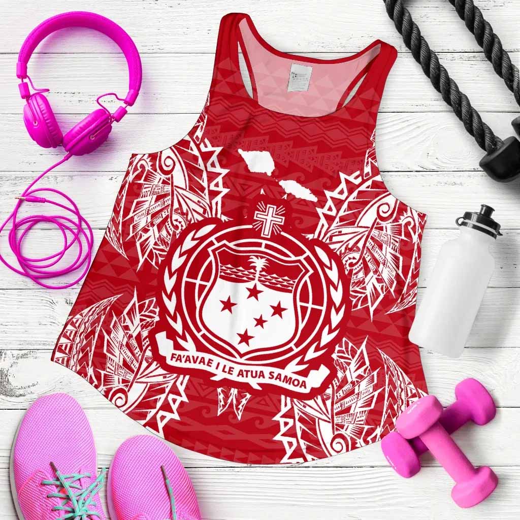 Samoa Polynesian Women Tank Top Map Red White