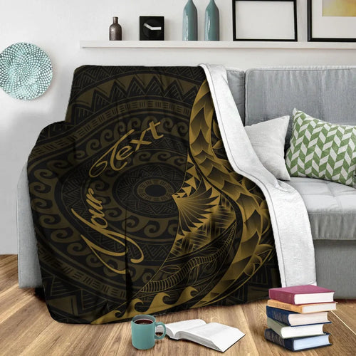 Samoa Premium Blanket - Custom Personalised Polynesian Pattern Style Gold Color