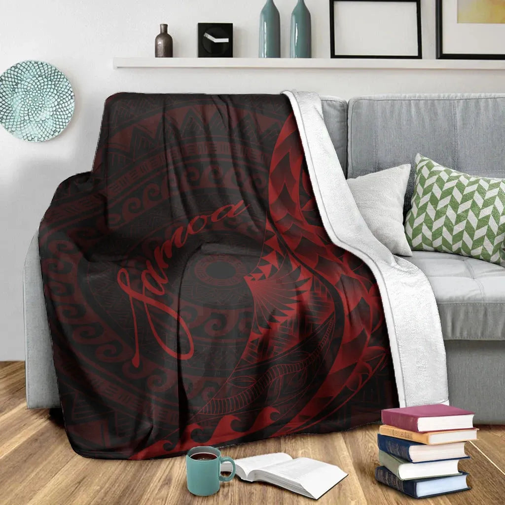 Samoa Premium Blanket - Polynesian Pattern Style Red Color