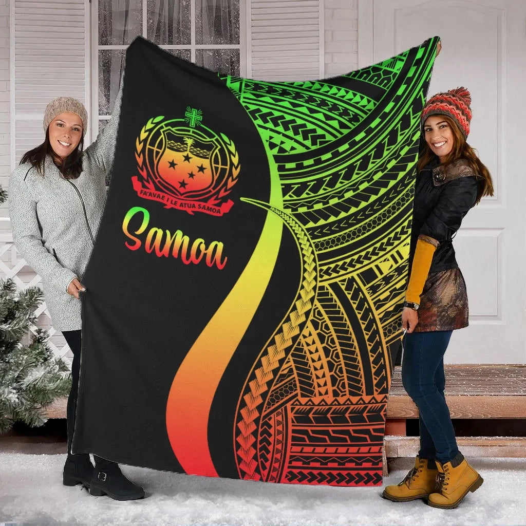 Samoa Premium Blanket - Reggae Polynesian Tentacle Tribal Pattern