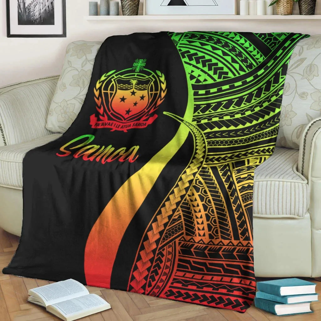Samoa Premium Blanket - Reggae Polynesian Tentacle Tribal Pattern