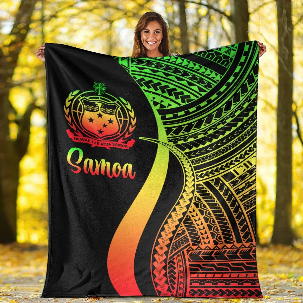 Samoa Premium Blanket - Reggae Polynesian Tentacle Tribal Pattern