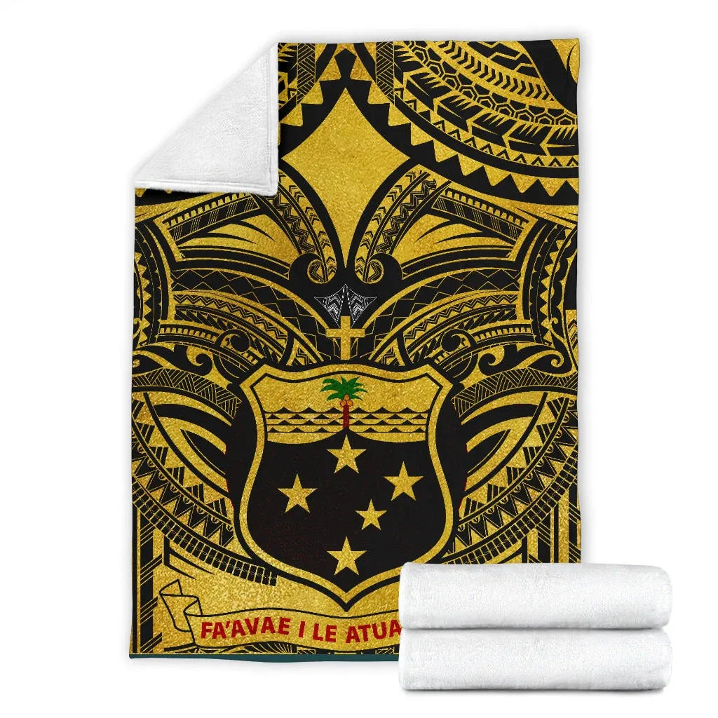 Samoa Premium Blanket - Samoa Coat Of Arm, Polynesian Tattoo Golden