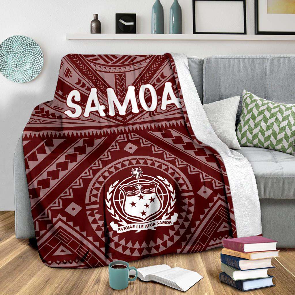 Samoa Premium Blanket - Samoa Seal In Polynesian Tattoo Style (Red)