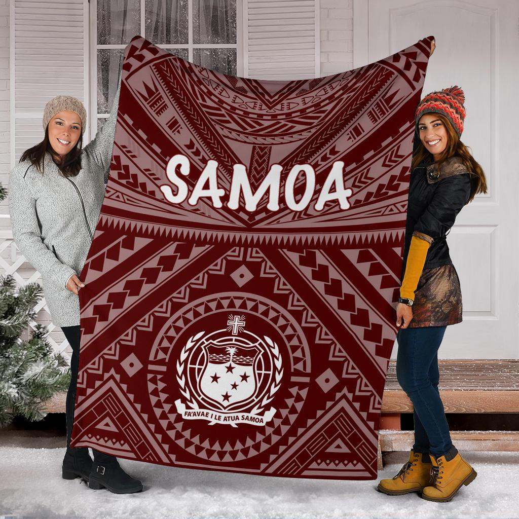 Samoa Premium Blanket - Samoa Seal In Polynesian Tattoo Style (Red)