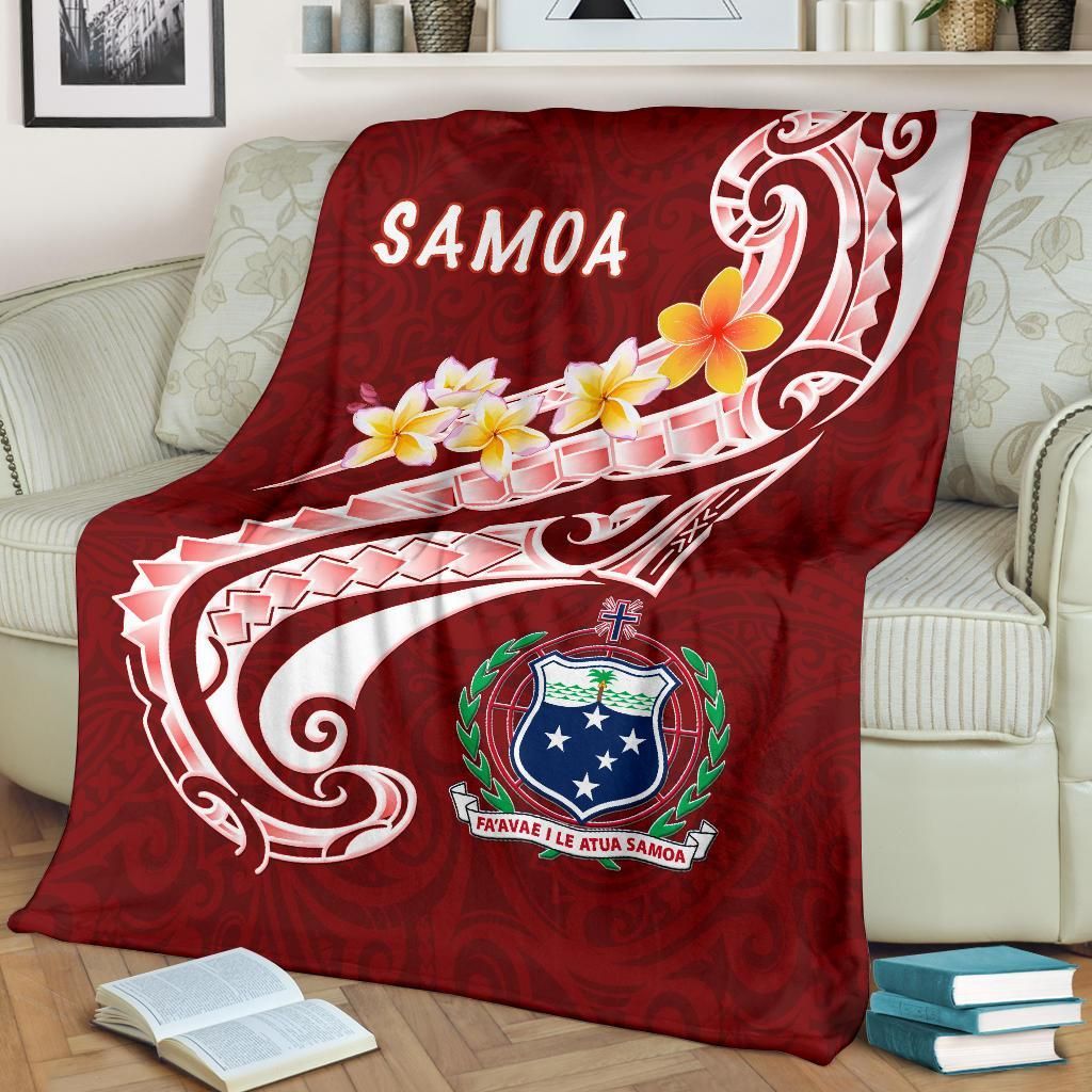 Samoa Premium Blanket - Samoa Seal  Polynesian Patterns Plumeria