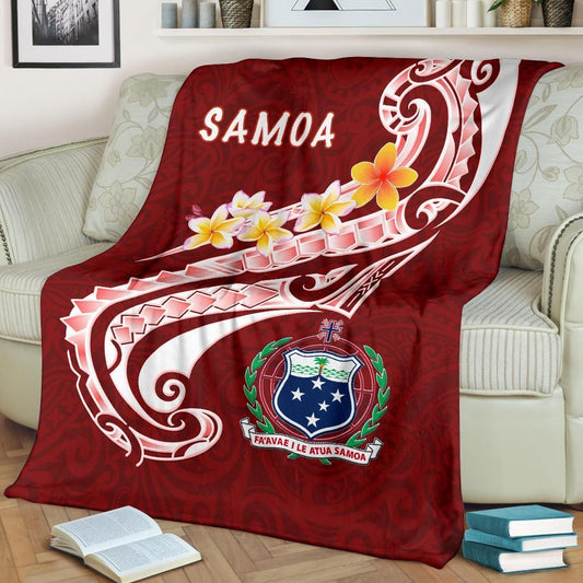 Samoa Premium Blanket - Samoa Seal  Polynesian Patterns Plumeria