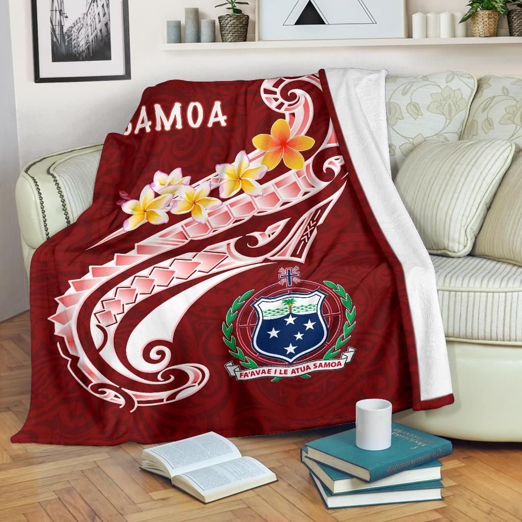 Samoa Premium Blanket - Samoa Seal  Polynesian Patterns Plumeria