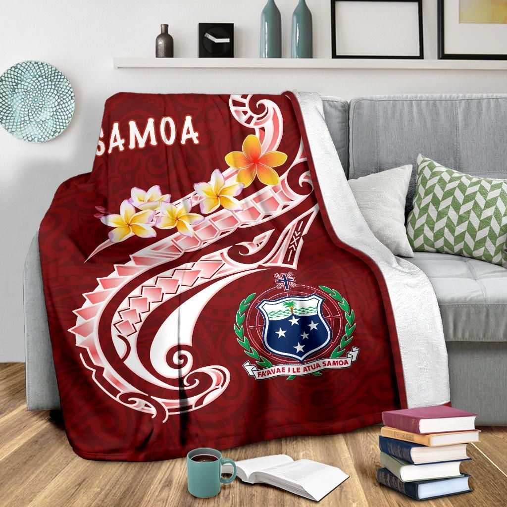 Samoa Premium Blanket - Samoa Seal  Polynesian Patterns Plumeria