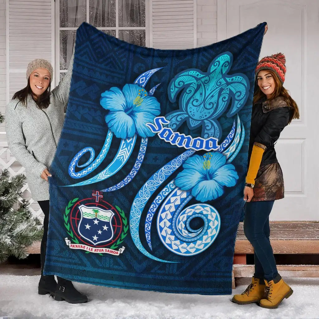 Samoa Premium Blanket -Turtle and Tribal Tattoo Of Polynesian