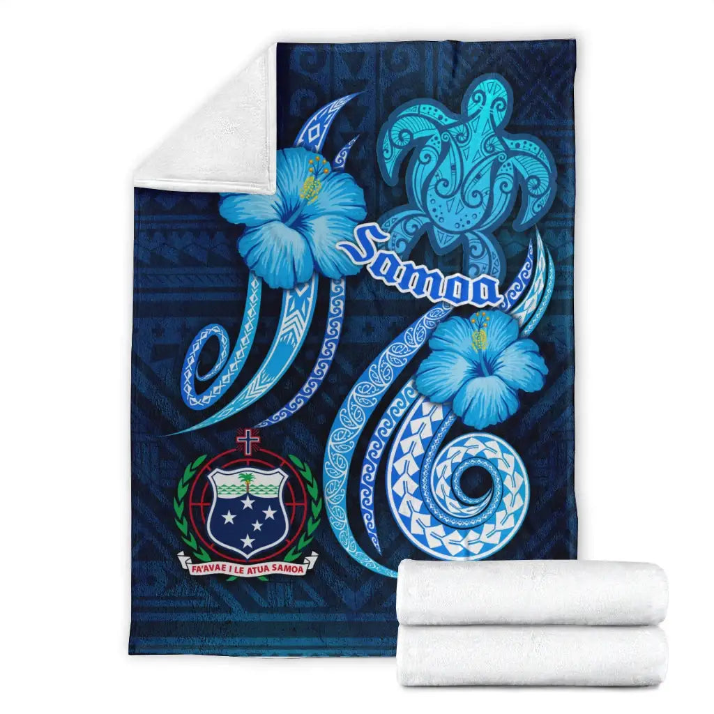 Samoa Premium Blanket -Turtle and Tribal Tattoo Of Polynesian