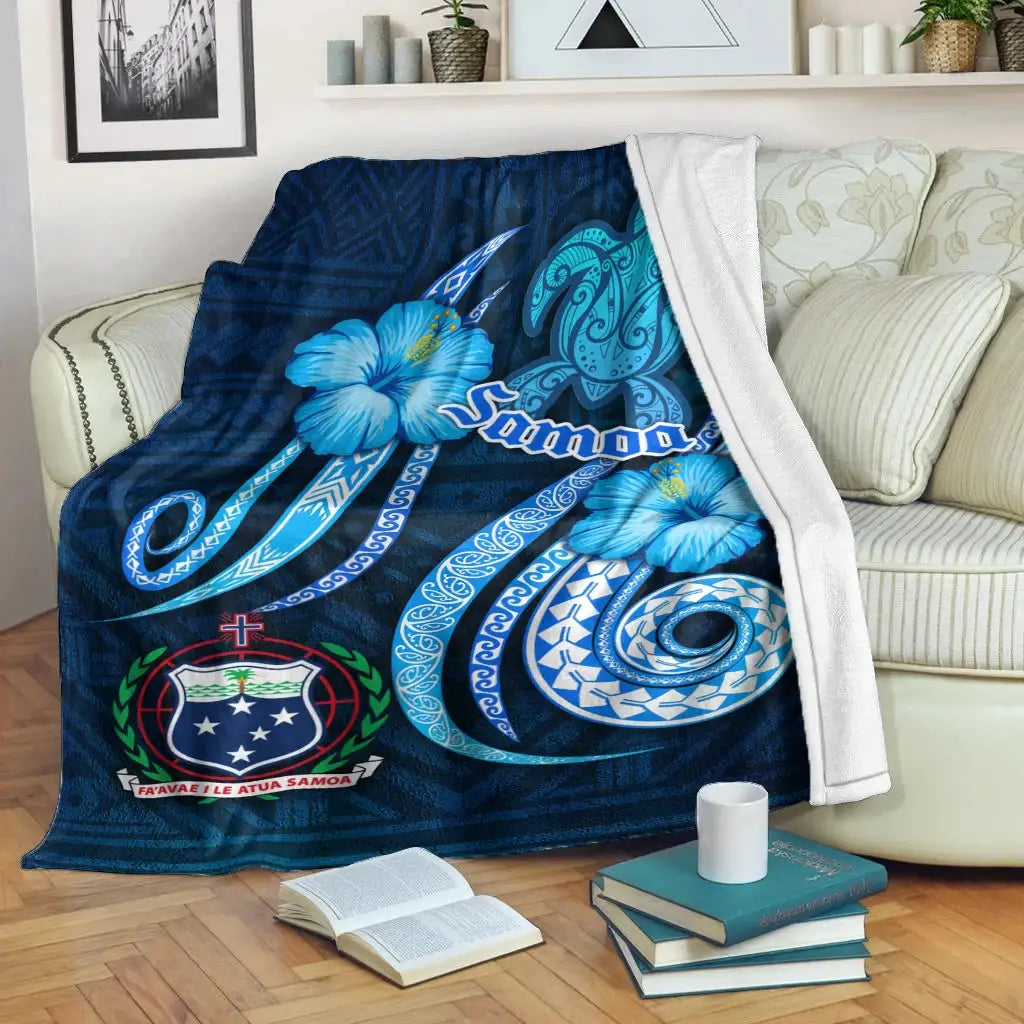 Samoa Premium Blanket -Turtle and Tribal Tattoo Of Polynesian