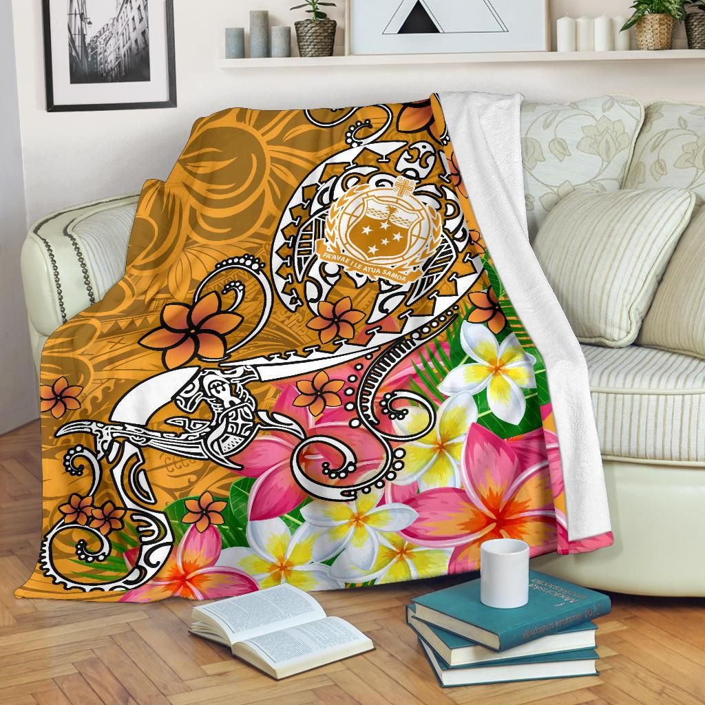 Samoa Premium Blanket - Turtle Plumeria (Gold)