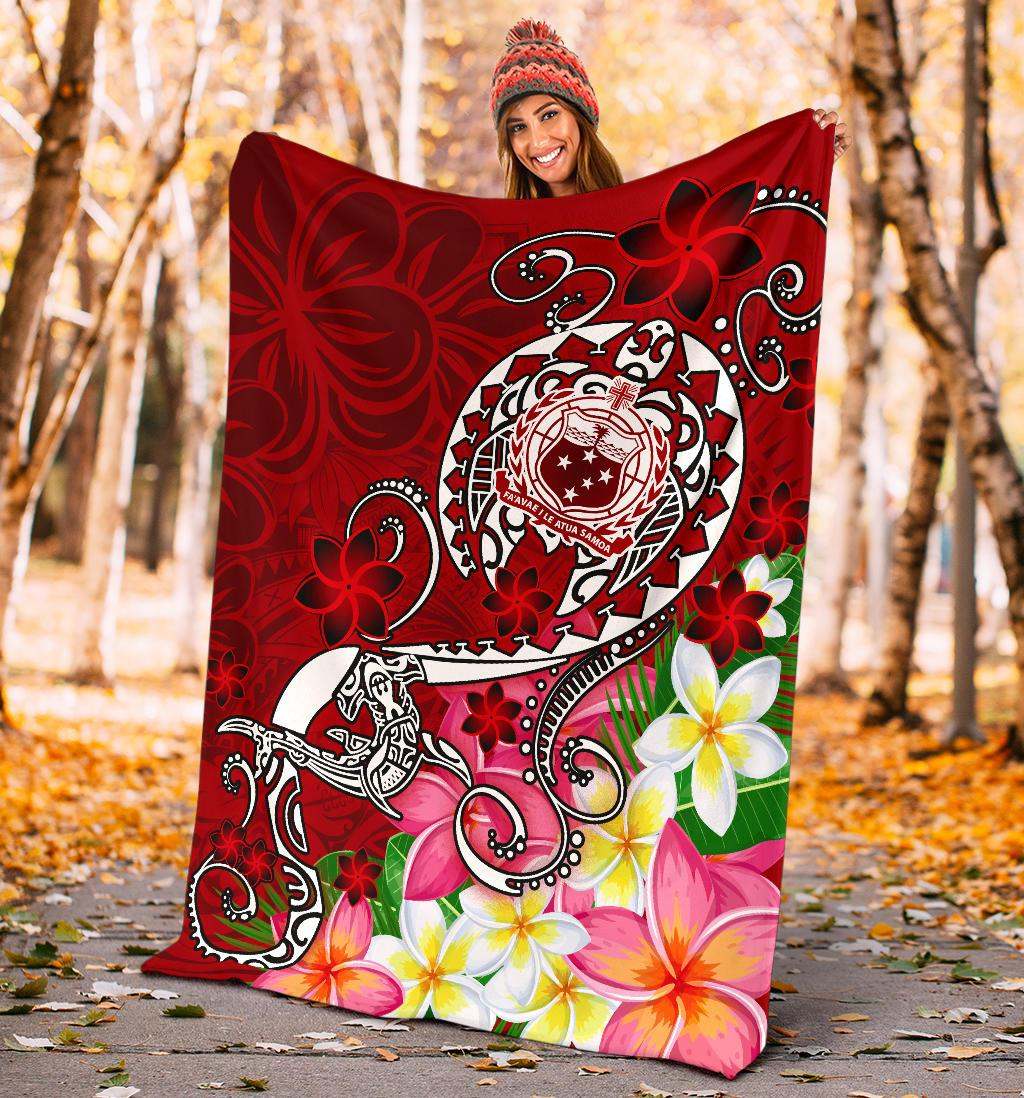 Samoa Premium Blanket - Turtle Plumeria (Red)