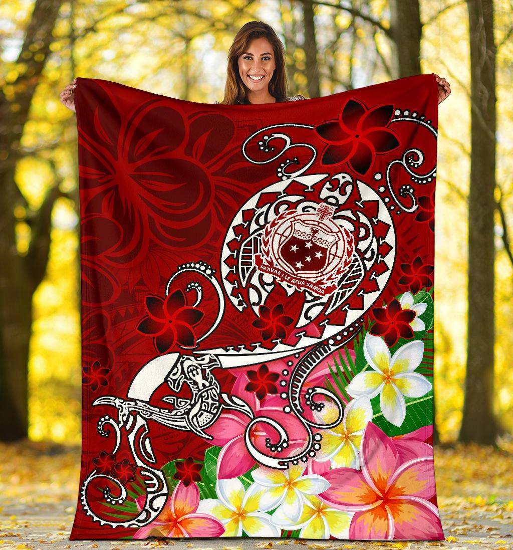 Samoa Premium Blanket - Turtle Plumeria (Red)