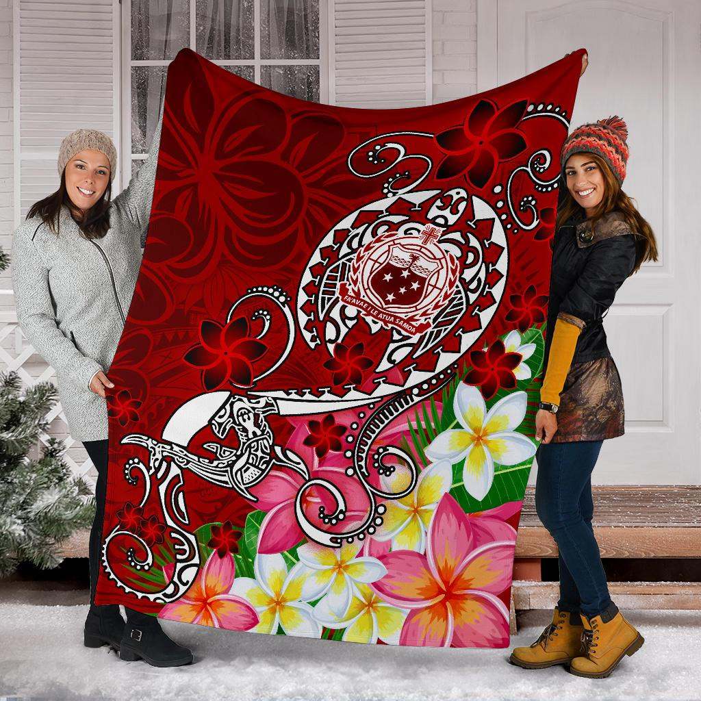Samoa Premium Blanket - Turtle Plumeria (Red)