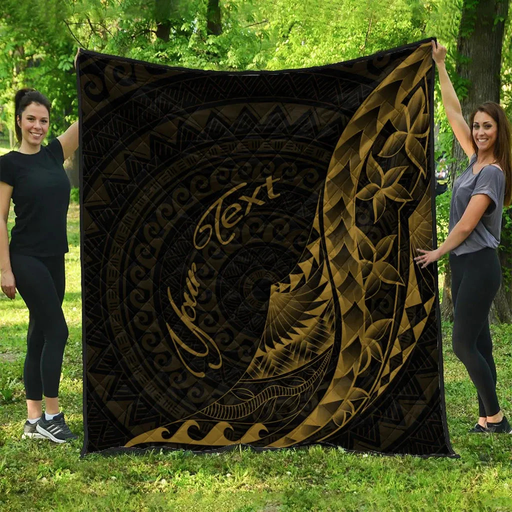 Samoa Premium Quilt - Custom Personalised Polynesian Pattern Style Gold Color- BN27