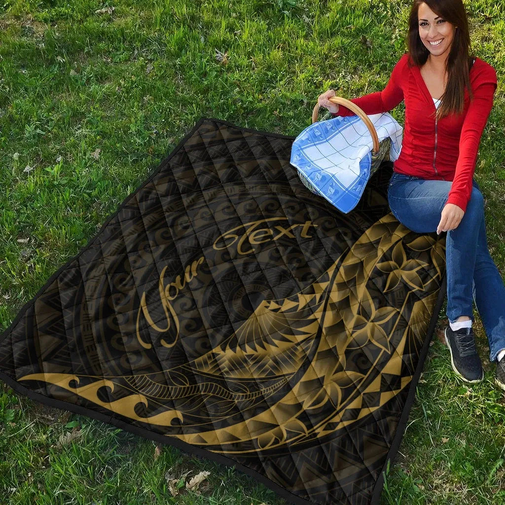 Samoa Premium Quilt - Custom Personalised Polynesian Pattern Style Gold Color- BN27