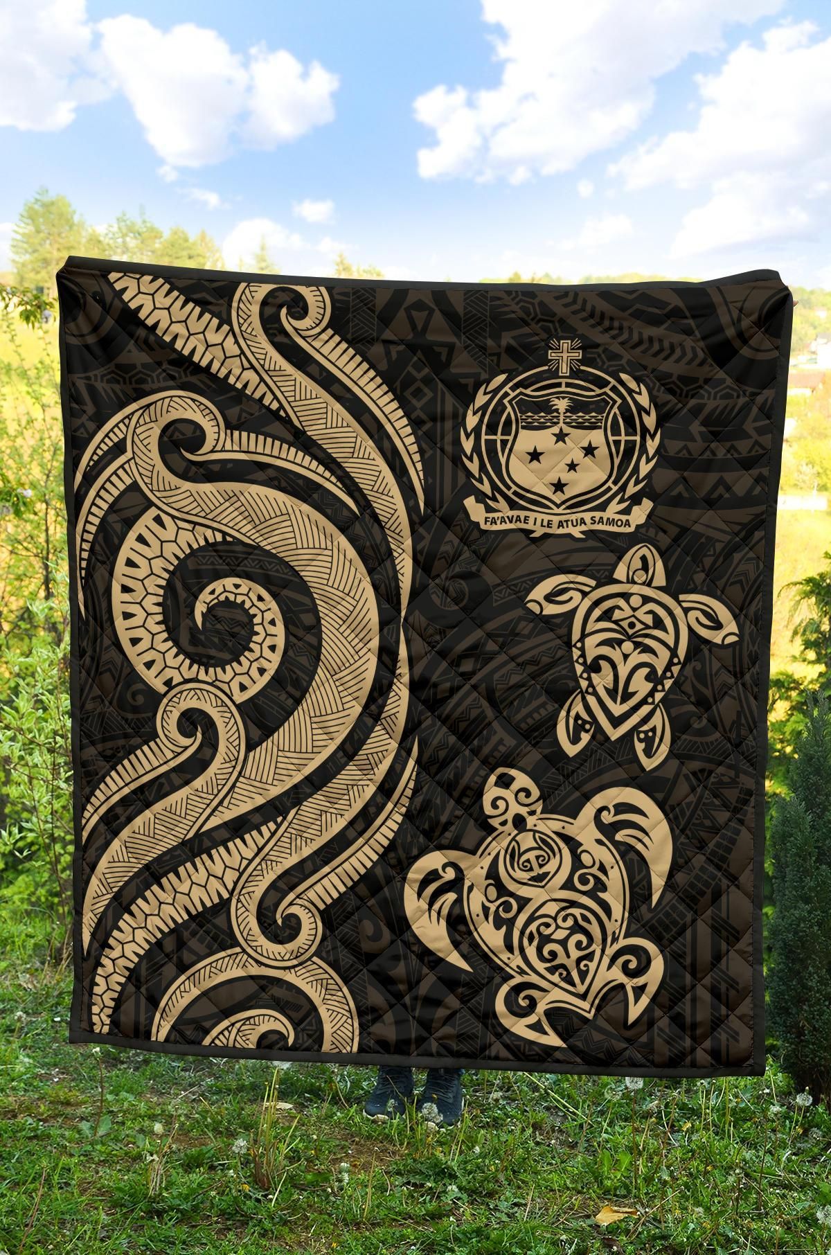 Samoa Premium Quilt - Gold Tentacle Turtle