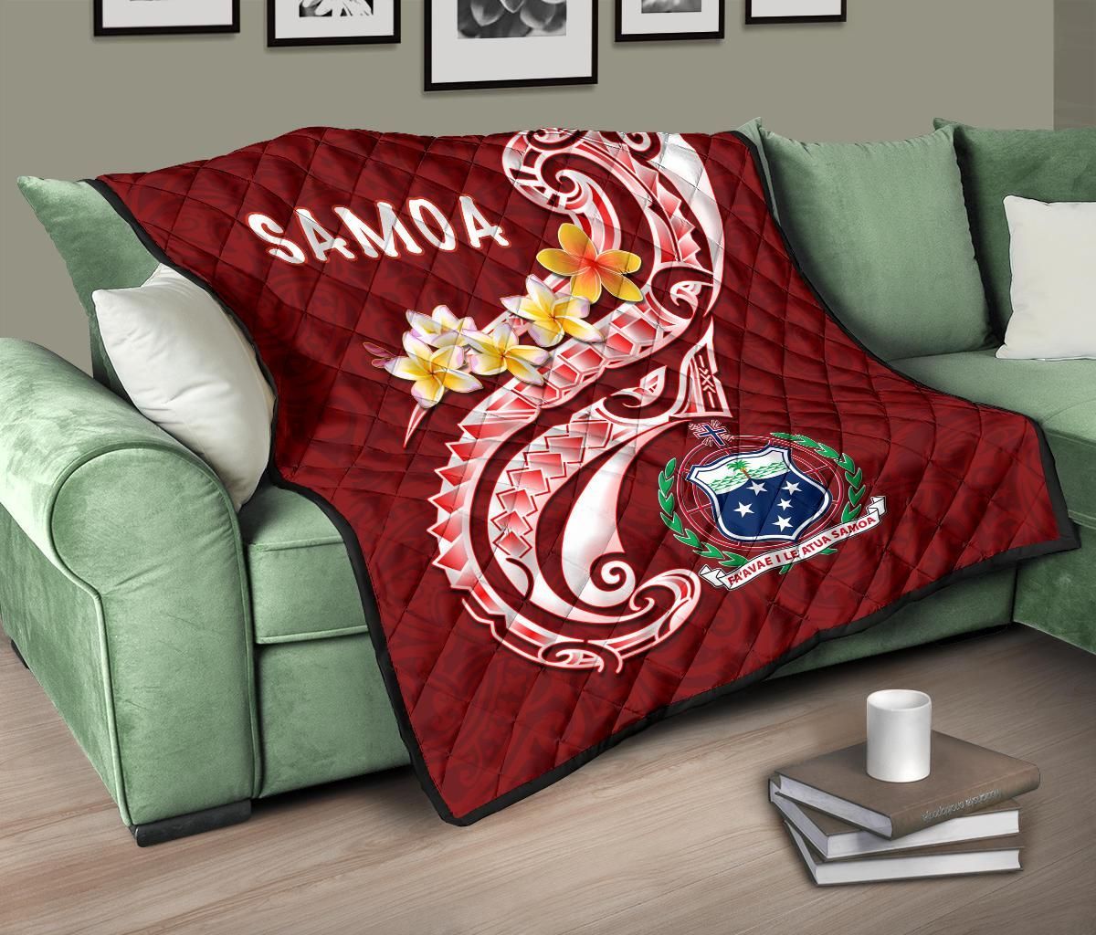 Samoa Premium Quilt - Samoa Seal Polynesian Patterns Plumeria