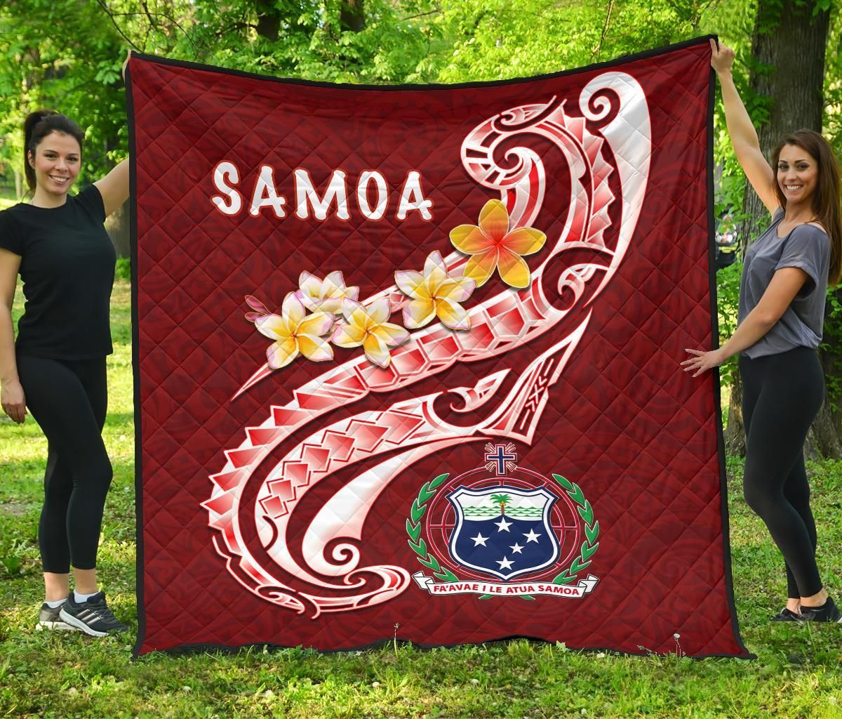 Samoa Premium Quilt - Samoa Seal Polynesian Patterns Plumeria