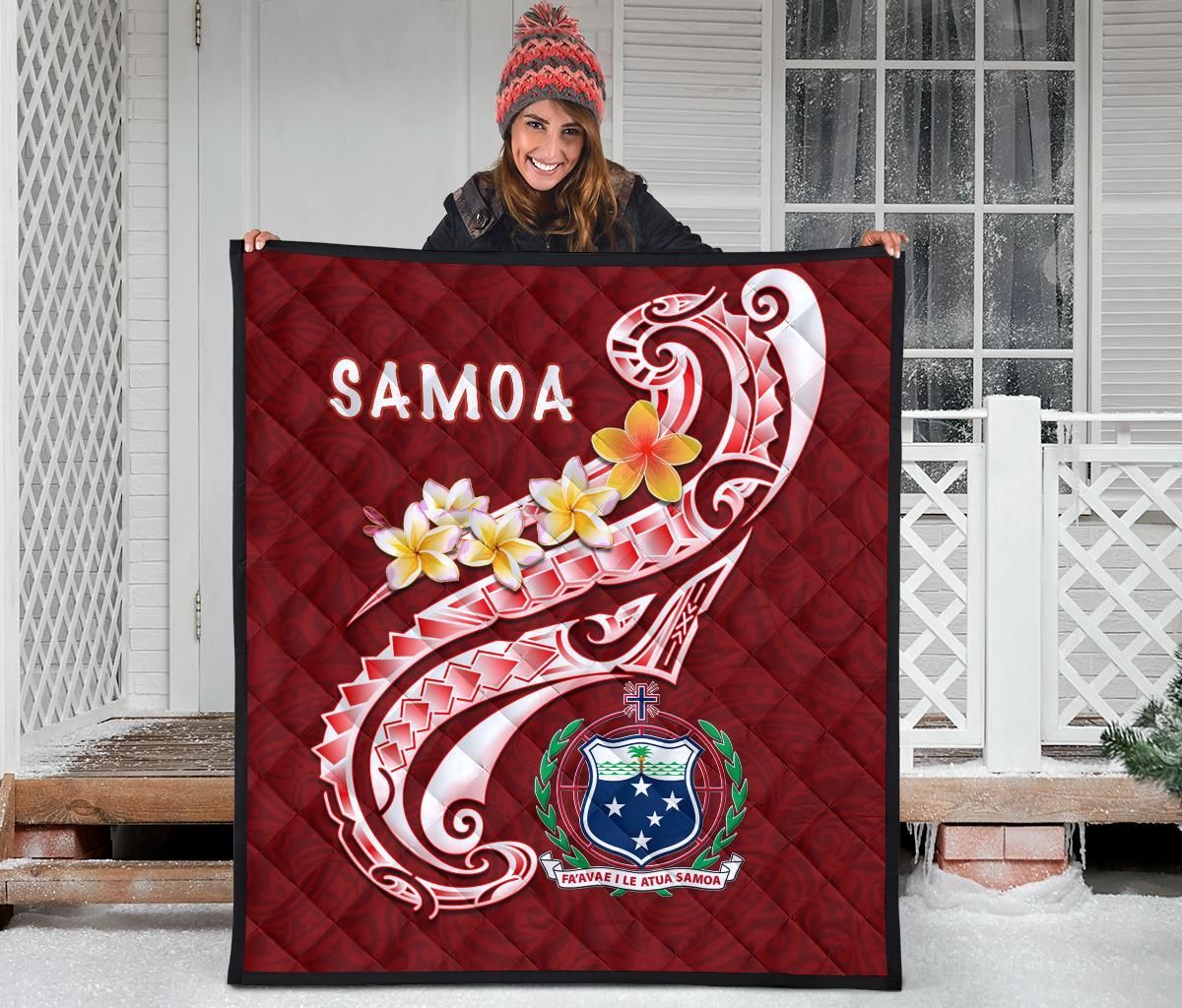 Samoa Premium Quilt - Samoa Seal Polynesian Patterns Plumeria