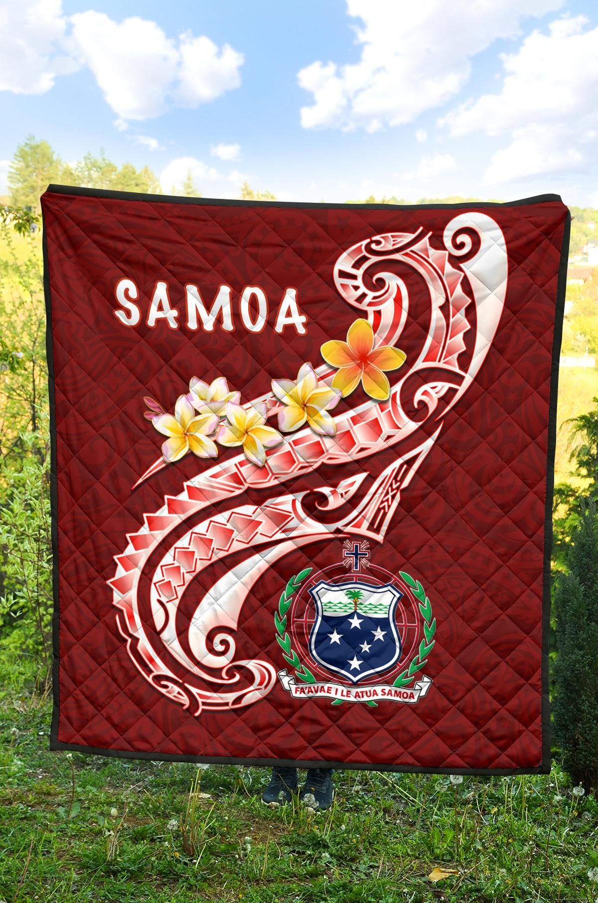 Samoa Premium Quilt - Samoa Seal Polynesian Patterns Plumeria