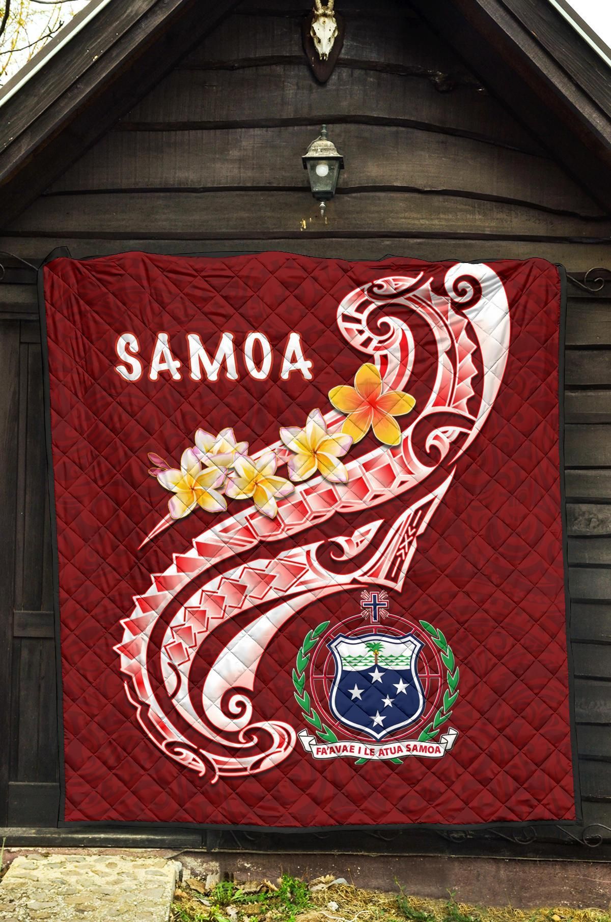 Samoa Premium Quilt - Samoa Seal Polynesian Patterns Plumeria