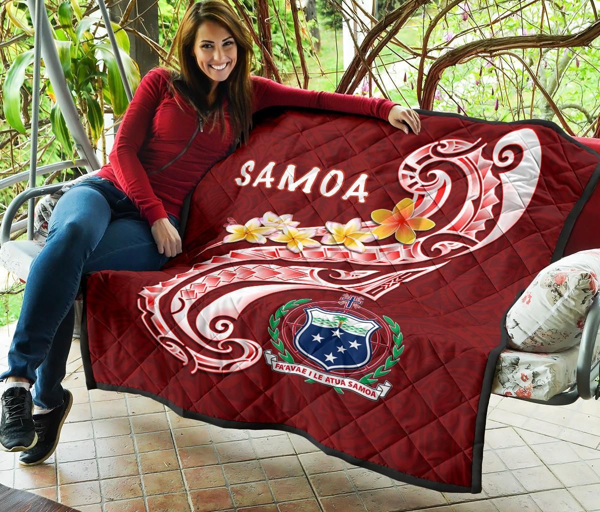 Samoa Premium Quilt - Samoa Seal Polynesian Patterns Plumeria
