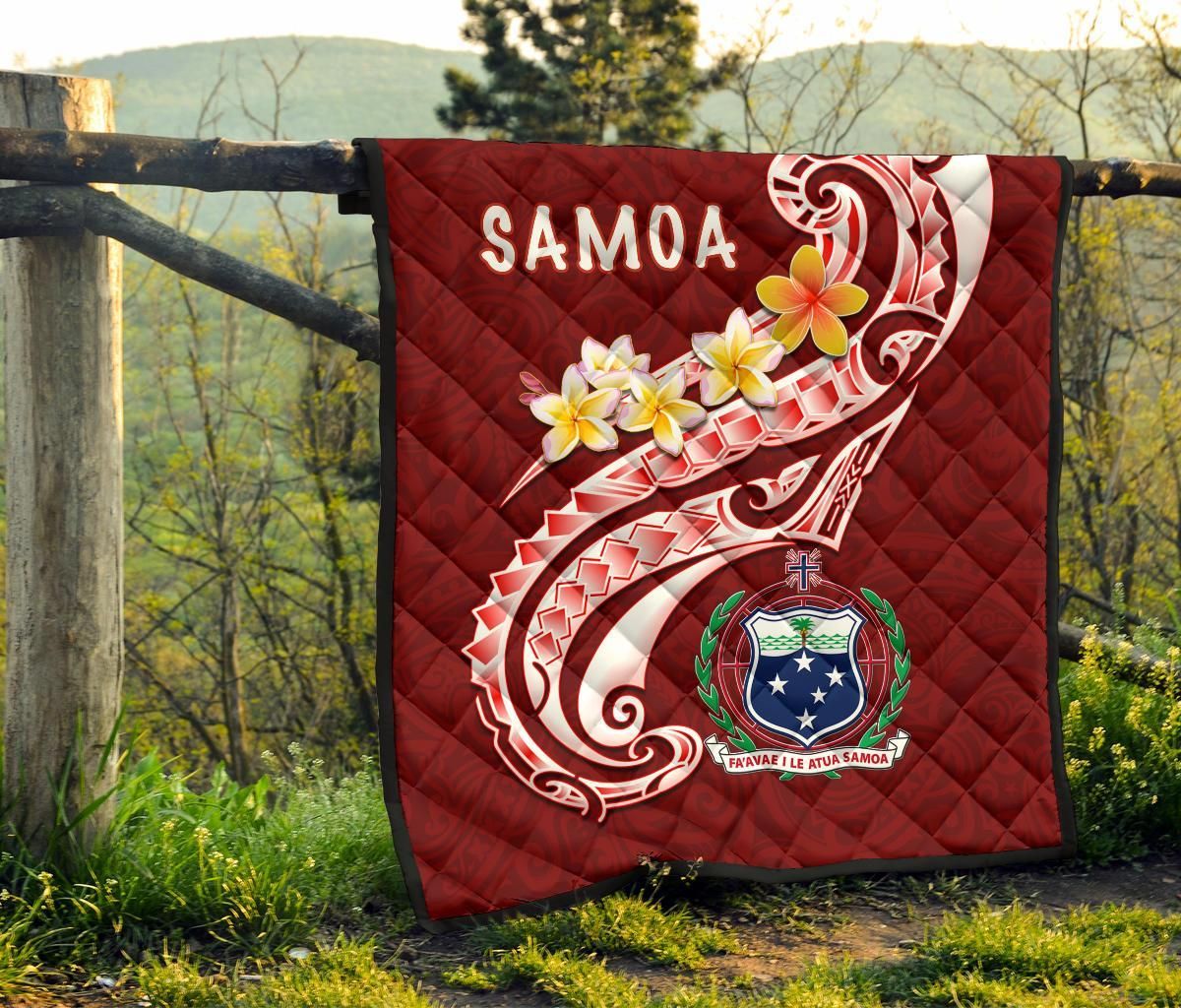 Samoa Premium Quilt - Samoa Seal Polynesian Patterns Plumeria