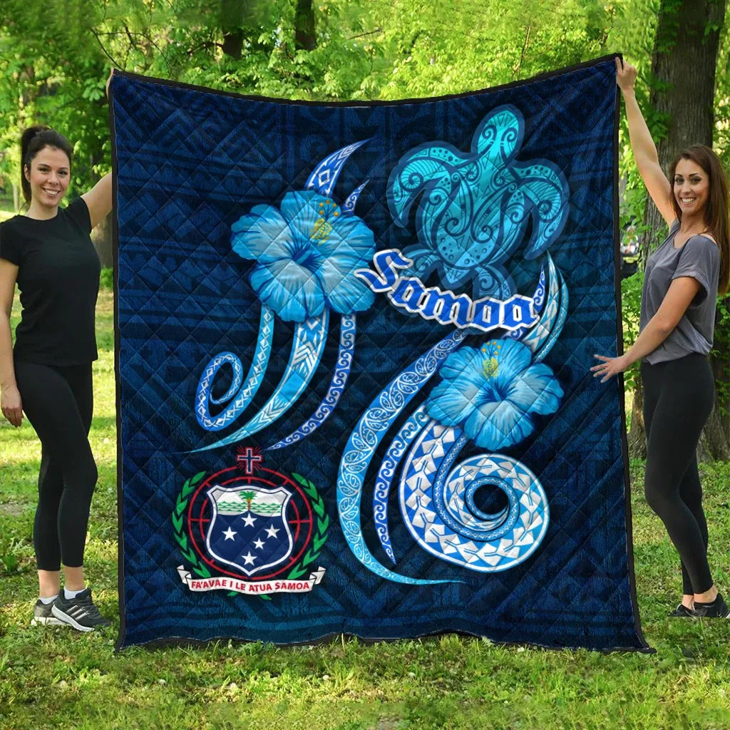 Samoa Premium Quilt -Turtle and Tribal Tattoo Of Polynesian