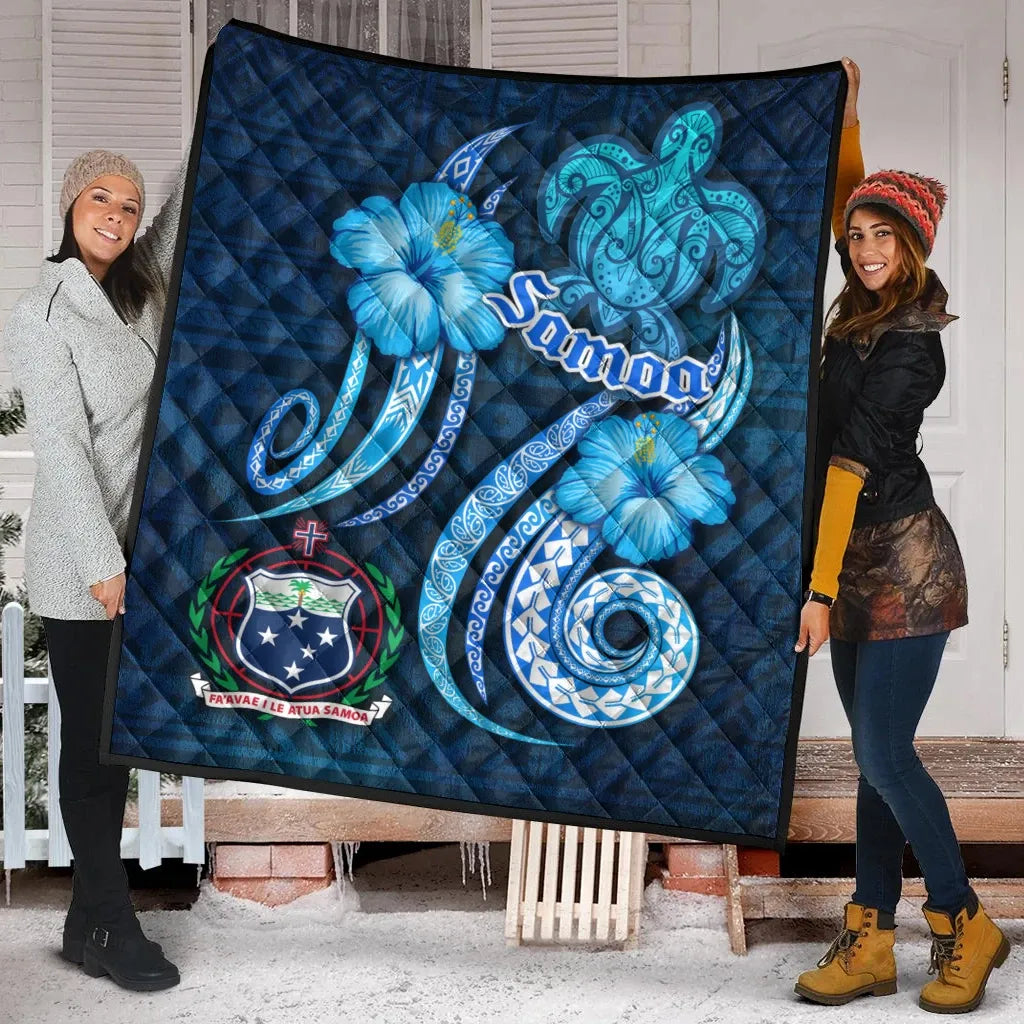 Samoa Premium Quilt -Turtle and Tribal Tattoo Of Polynesian