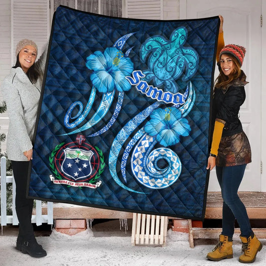 Samoa Premium Quilt -Turtle and Tribal Tattoo Of Polynesian