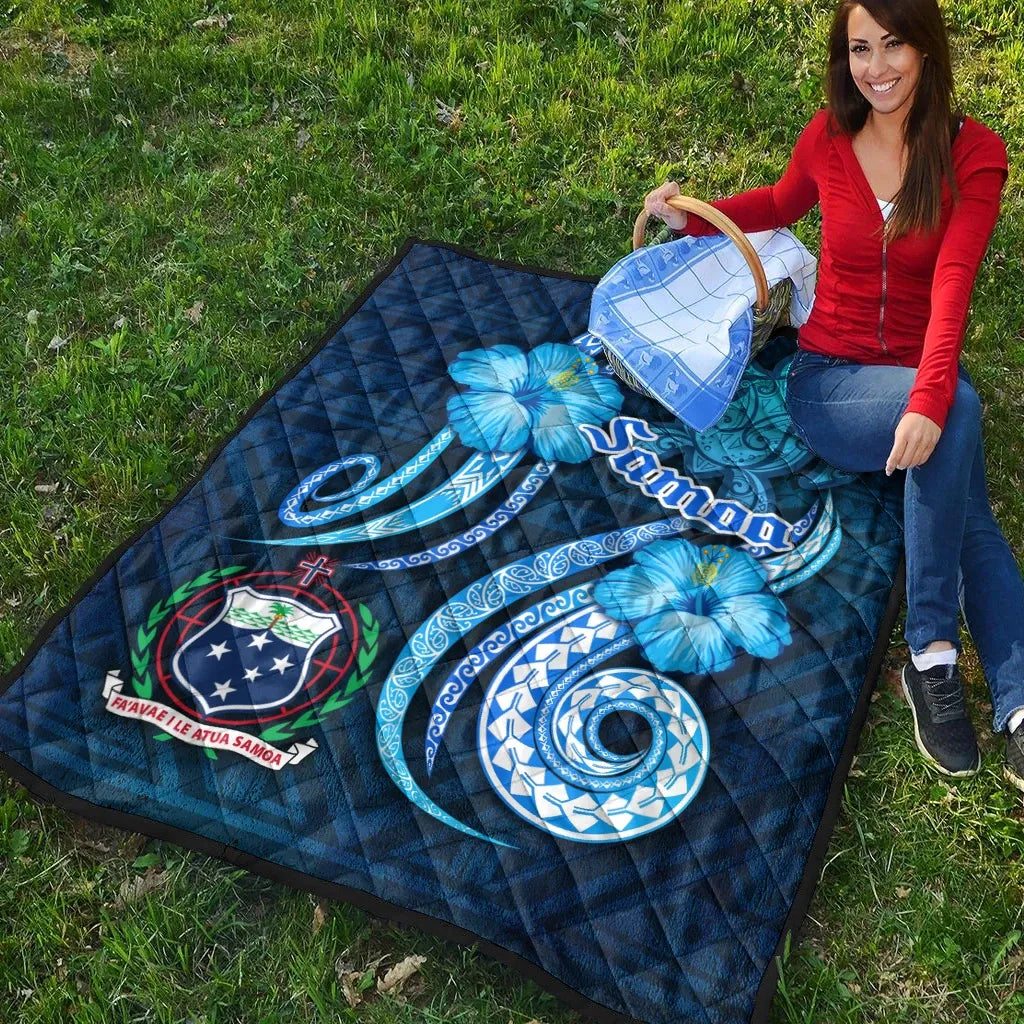 Samoa Premium Quilt -Turtle and Tribal Tattoo Of Polynesian