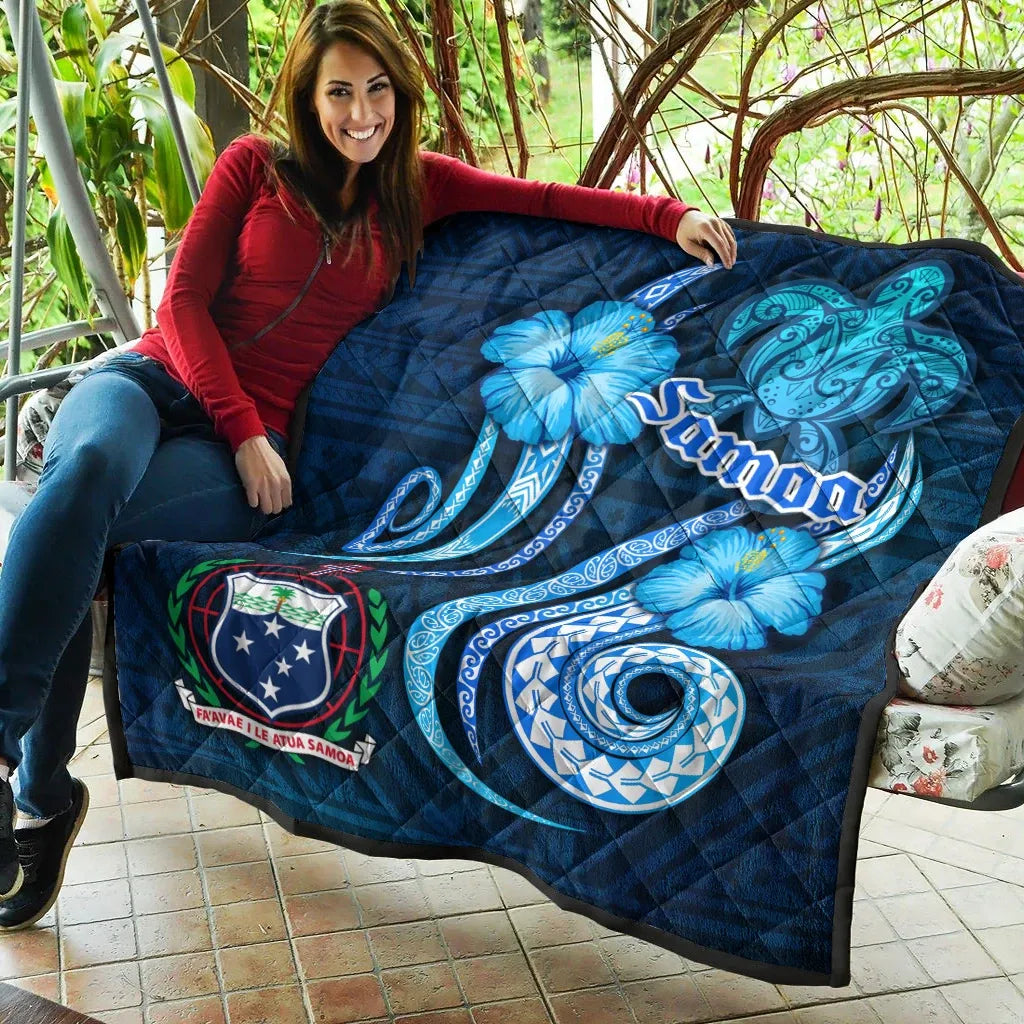 Samoa Premium Quilt -Turtle and Tribal Tattoo Of Polynesian