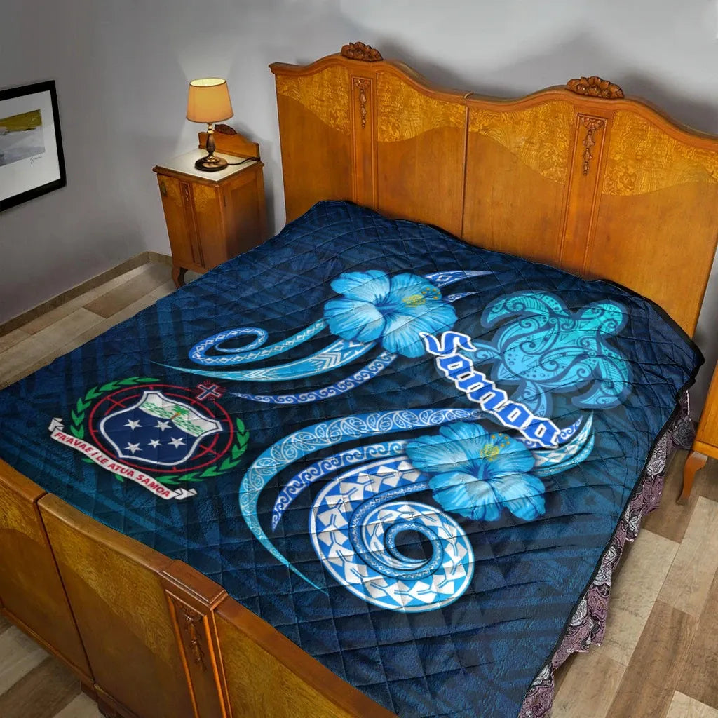 Samoa Premium Quilt -Turtle and Tribal Tattoo Of Polynesian