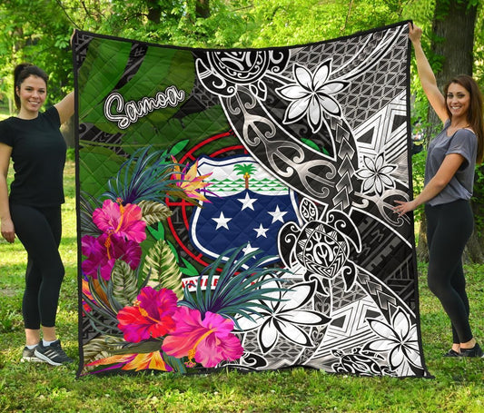 Samoa Premium Quilt - Turtle Plumeria Banana Leaf